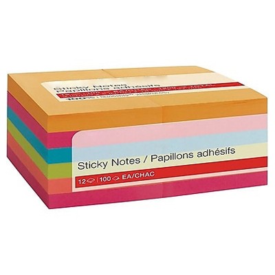 MyOfficeInnovations Stickies Standard Notes 3" x 5" Assorted 100 Sh/Pd 12 Pd/Pk 24295900
