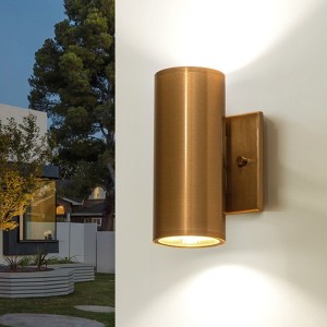 LLHZSY 2-Light 7" Modern Industrial LED Outdoor Wall Light Fixture-Gold-3000K Warm Light - 1 of 4