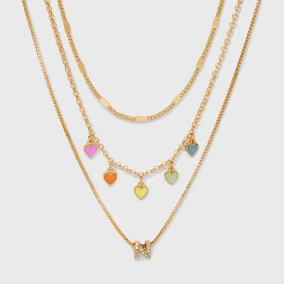 Girls' Multi Hearts Initial Necklace Set - art class™