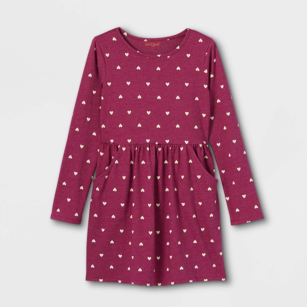size XL (14/16) Girls' Printed Long Sleeve Dress - Cat & Jack Berry Heart
