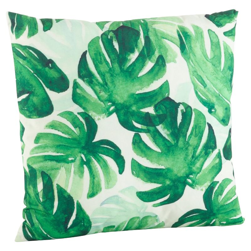 18&#34;x18&#34; Tropical Leaf Poly Filled Print Throw Pillow Green - Saro Lifestyle, 1 of 5