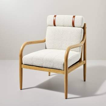 Boucle Upholstered Wood Accent Arm Chair - Oatmeal - Hearth & Hand™ with Magnolia