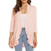 Women's Solid Color Open Front Cardigan 3/4 Sleeve Ruffle Hem Lightweight Casual Top - 3 of 4