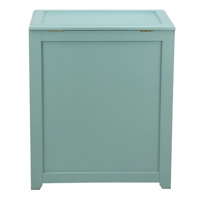 Turquoise MDF Wood Upright Laundry Hamper with Lid