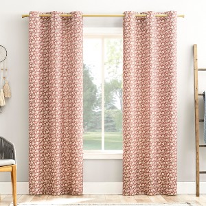 No. 918 1pc 40"x63" Talia Floral Print Semi-Sheer Grommet Curtain Panel Dusty Terracotta - 1 of 4