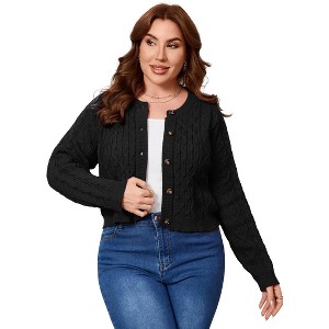 Coolmee Plus Size Cardigan Bolero Shrug for Women Button Down Long Sleeve Sweater Knit for Dresses Jeans - 1 of 4