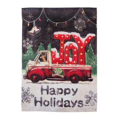 Happy Holidays Plaid Joy Garden Suede Flag