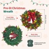 24 Inch Lighted Christmas Wreath for Front Door, Artificial Holiday Wreath with Pine Cones, Berries, 20 LED Lights, Home Decoration, Red Green - 2 of 4