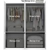 TIRAMISUBEST 74" White 4-Door Wardrobe with Mirror - Freestanding Armoire Closet with 2 Hanging Rods for Bedroom Storage (74.8"H) - 3 of 4
