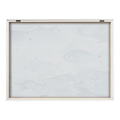 Natural Framed Blue Marine Life Glass Wall Art, 18x24
