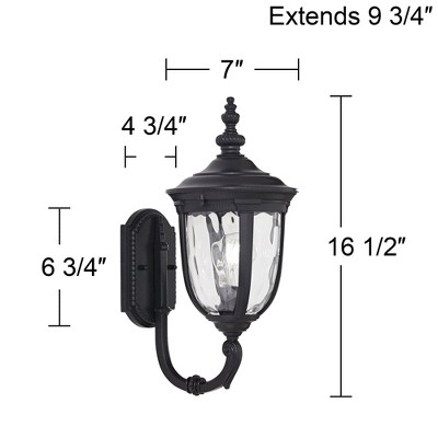 Black Texturized Outdoor Wall Light with Clear Hammered Glass