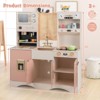 Kids Play Kitchen Pretend Playset w/ 2 Curtains & 16 Pcs Play Accessories Pink/White - 2 of 4