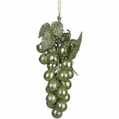 Kurt S. Adler 6" Tuscan Winery Green Glittered Grape Cluster Christmas Ornament