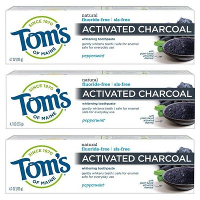 Tom's of Maine Charcoal Fluoride Free Toothpaste Peppermint - 3pk