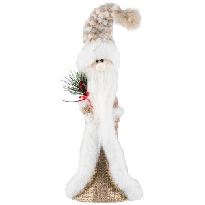 Northlight Santa Gnome Holding Pine Sprigs in Plush Winter Hat Christmas Figure - 19" - 1 of 4