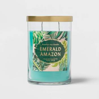 21.5oz Lidded Glass Jar 2-Wick Emerald Amazon Candle Green - Opalhouse™