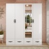 Keloyid White Wood 62.99 in. Armoire with 4 Drawers, 3 Shelves and Hanging Rails - 3 of 4
