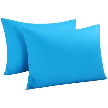 PiccoCasa Cotton Pillow Cover Cases Zippered Pillowcases 2 Pcs