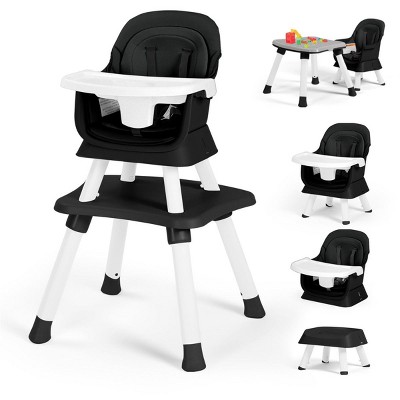 Kinder King 8 in 1 Baby High Chair, Coverts to Dining Booster Seat, Removable Tray & Double Seat Cover, Easy to Wipe