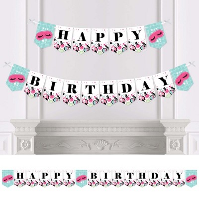 Big Dot of Happiness Spa Day - Birthday Party Bunting Banner - Birthday Party Decorations - Happy Birthday