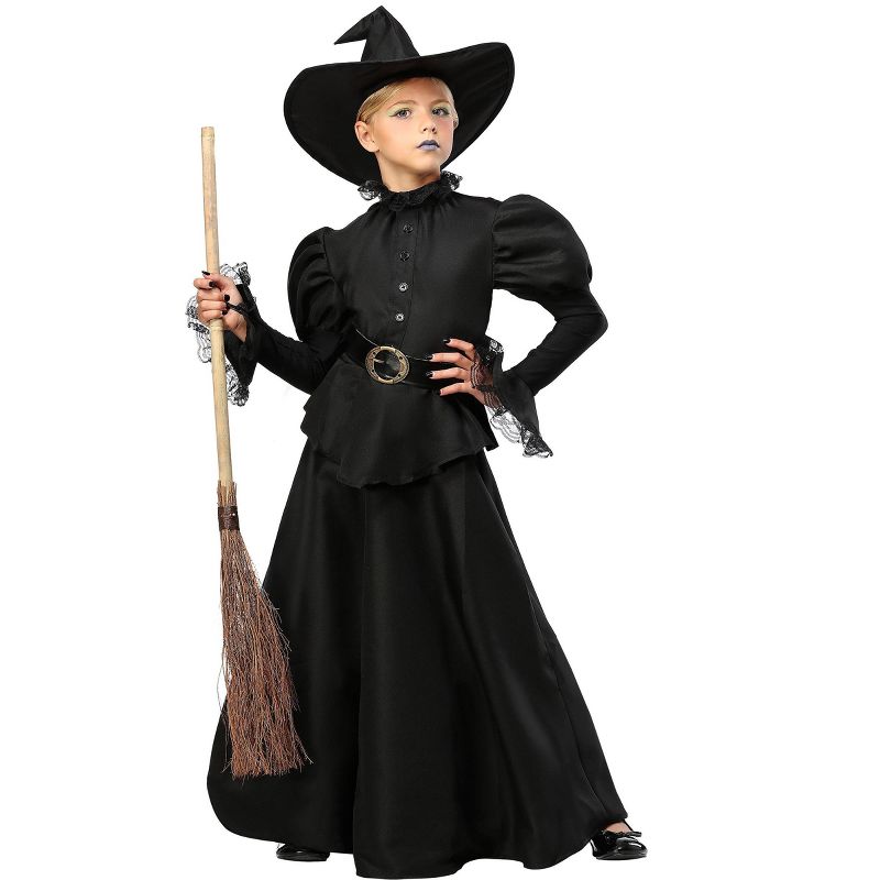 HalloweenCostumes.com Classic Black Witch Costume for Girls, 2 of 3