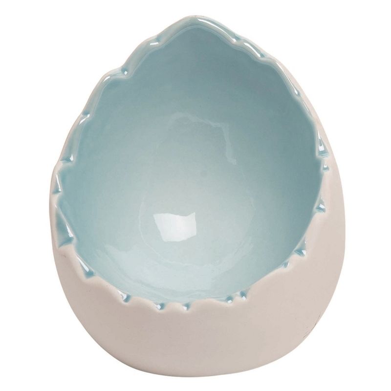 Transpac Ceramic 4.64 in. White Easter Pearlized Cracked Egg Trinket Bowl, 1 of 2