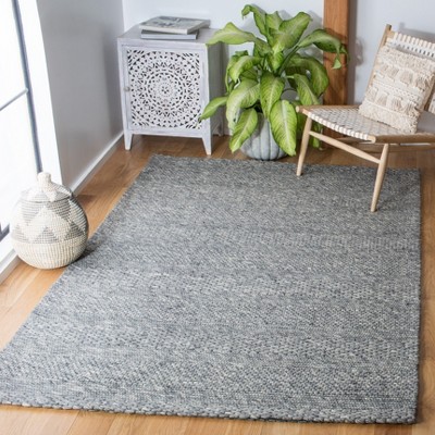 Marbella Dark Grey Wool Flat Woven Rectangular Area Rug 5' x 8'