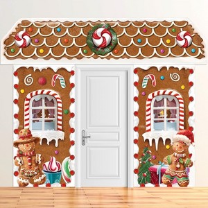 3 Pcs Christmas Gingerbread House Decorations for Xmas Holiday Party Photography Photo Background Decor - 1 of 4