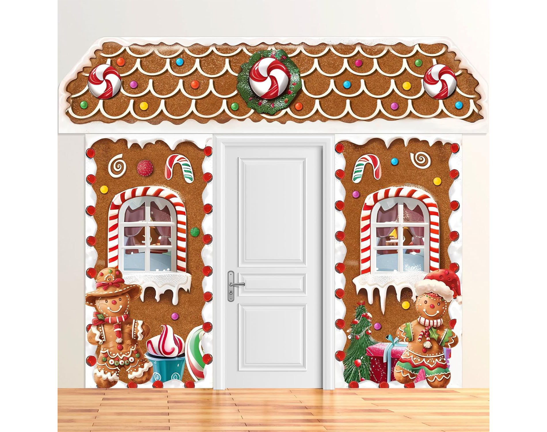 3 Pcs Christmas Gingerbread House Decorations for Xmas Holiday Party Photography Photo Background Decor