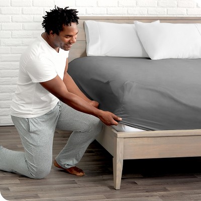 Gray Organic Cotton Sateen Full-XL Fitted Sheet