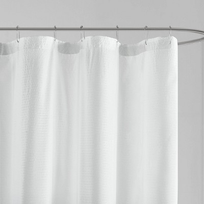 Aqua Ombre Seersucker Fabric Shower Curtain