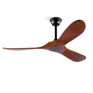 52 Inch Solid Wood Ceiling Fan With Remote, Modern Farmhouse Ceiling Fan With Reversible DC Motor For Bedroom, Living Room Study Room - 1 of 4