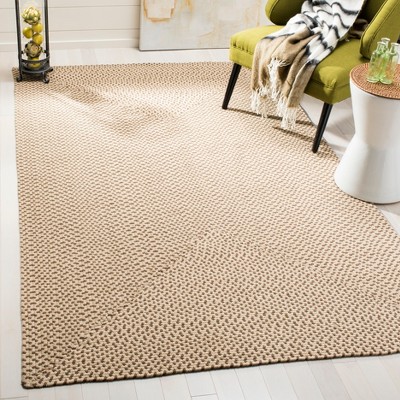 Handwoven Braided Cotton Area Rug, Beige/Brown, 8' x 10'