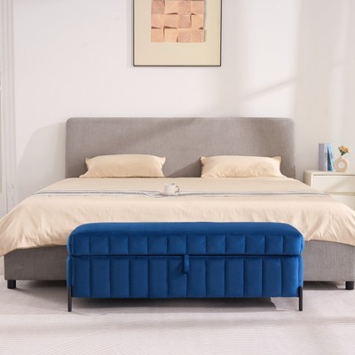 Aortzio 49.21”W Wide Velvet Upholstered Storage Bench