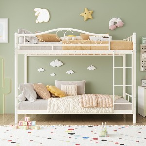 Bunk Bed Twin Over Twin, Twin Bunk Bed with Ladde & Full-Length Guardrails, Heavy Duty 400 LBS Weight Capacity, Space-Saving, No Box Spring Needed - 1 of 4