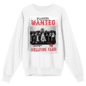 Stranger Things Hellfire Club Players Wanted Adult White Crew Neck Sweatshirt - 1 of 3