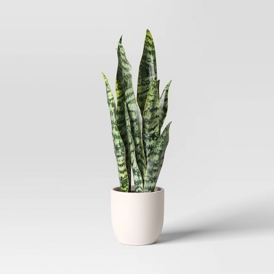 Mkono Artificial Snake Plant 16 Inch Small Fake Sansevieria Tree Potted  Plants Faux Desk Plant Indoor Plant Decor in Terracotta Plastic Pot for  Table