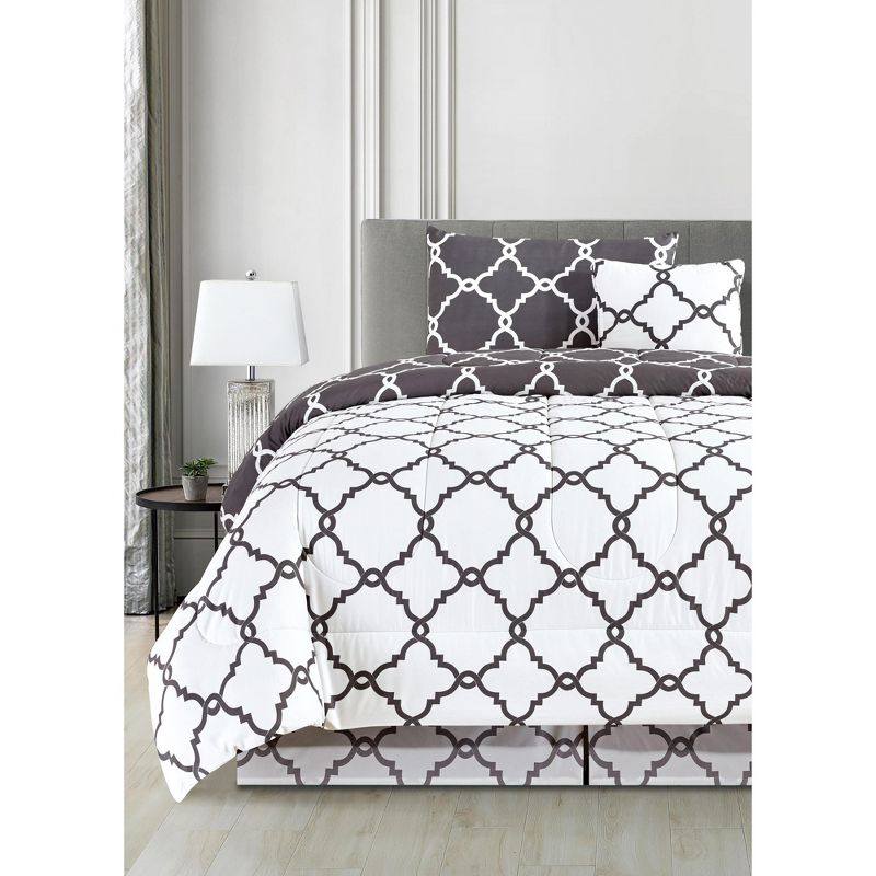 Lux Decor Collection 5 Piece Comforter Set Reversible - Microfiber Down Alternative Bedding Comforter Set, 5 of 9