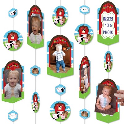 Big Dot of Happiness Farm Animals - Barnyard Baby Shower or Birthday Party Vertical Photo Garland 35 Pieces