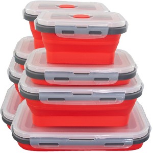 5 Star Super Deals Collapsible Stackable Food Storage Containers Silicone, Portable, Leak Proof, Airtight Lunch Boxes, & Space Saving 8pc - 1 of 4
