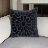 HomeRoots 22" Black and Blue Floral Cotton Throw Pillow with Embroidery and Applique - 2 of 4