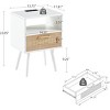 Streamdale Rattan End Table With Power Outlet & USB Ports, Modern Nightstand With Drawer And Solid Wood - 4 of 4