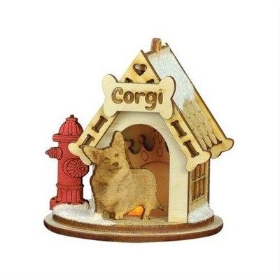Old World Christmas K-9 Cottage Wooden Doghouse Ornament for Christmas Tree, Corgi