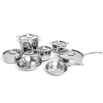 12 - Piece Belly Shape 1810 Stainless Steel Cookware Set with Metal Lids, SnackMagic