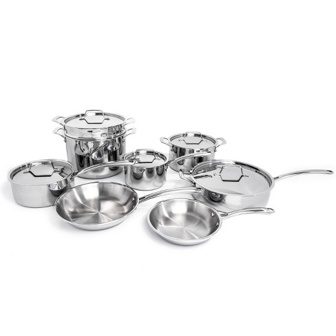 BergHOFF Essentials 12Pc 18/10 Stainless Steel Cookware Set with Stain