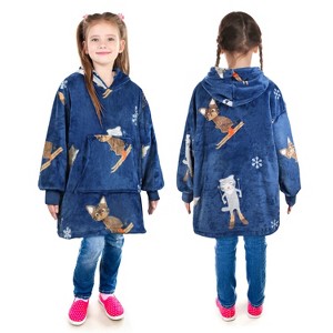 Catalonia Blanket Hoodie Sweatshirt for Kid, Fleece Snuggy Soft Wearable Blanket Pullover 4-12 Years Boy Girl Cozy Warm Gift - 1 of 4