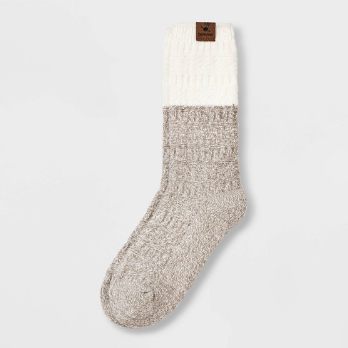 Bear Paw Women's Mixed Textured Crew Socks - Vintage Khaki 5-10 : Target