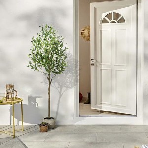 Olive Tree Artificial, Faux Olive Tree with Pot, Fake Tall Plant Indoor Outdoor with Natural Wood Trunk & Lifelike Fruits for Home Office Living Room - 1 of 4