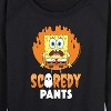 Women's - SpongeBob SquarePants - Scaredy Pants Lightweight French Terry Wide Neck Long Sleeve Shirt - 2 of 4