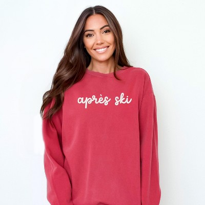 Simply Sage Market Embroidered Apres Ski Words Garment Dyed Sweatshirt